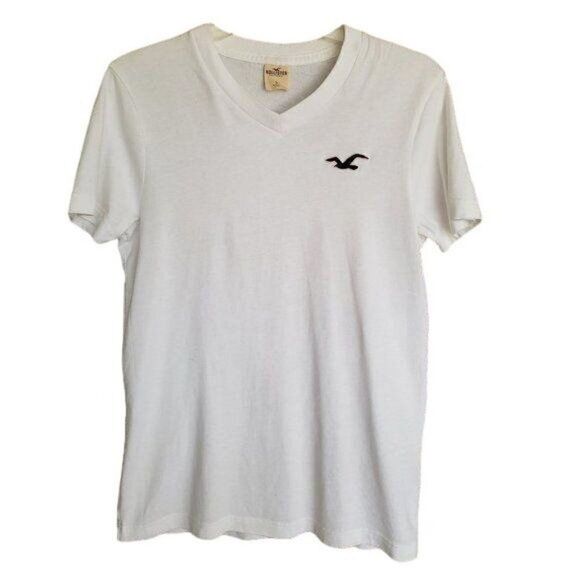 Men's V-Neck Short Sleeve Top Casual White Logo Tee T-Shirt Small  NWOT - Picture 3 of 4